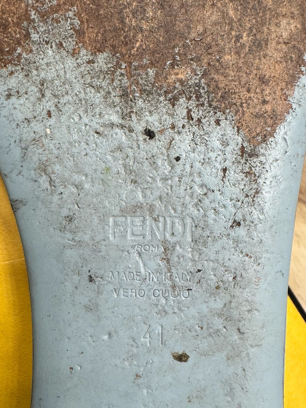 Fendi Powder Blue Logo Buckle Slide Mules - Picture 4 of 4